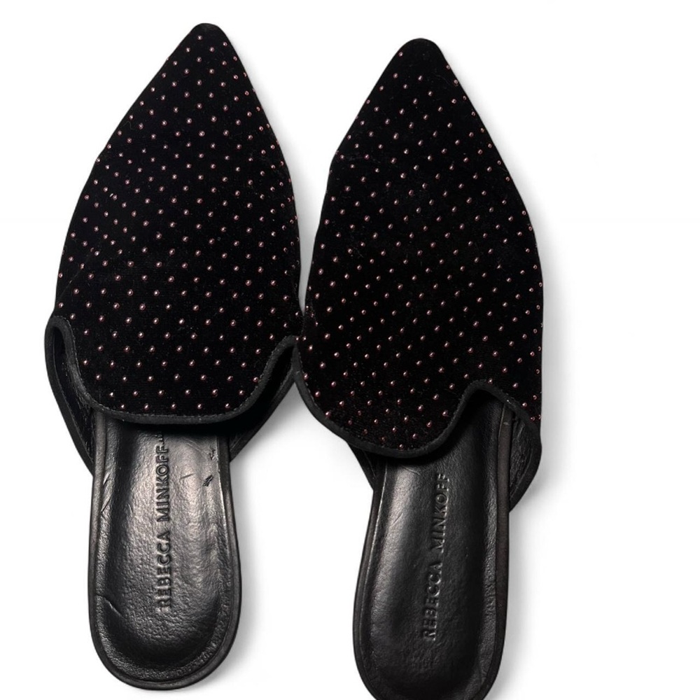 Rebecca Minkoff Black Velvet Studded Mules